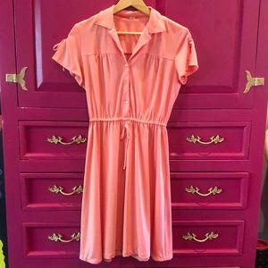Vintage peach polyester elastic-waist dress size L/XL